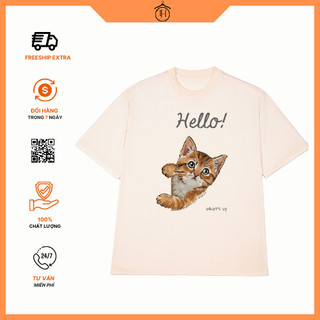 Áo thun rộng đẹp dễ thương in hình mèo áo thun form tay ngắn nam nữ dễ thương TH Official Cotton 100% thoáng mát