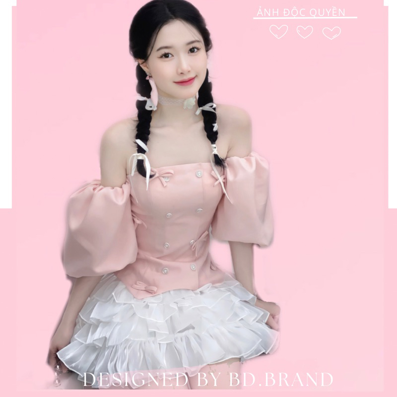 - SET ÁO PEPLUM HỒNG NƠ + CHÂN VÁY CÔNG TẦNG CÔNG CHÚA, TIỂU THƯ, SANG CHẢNH