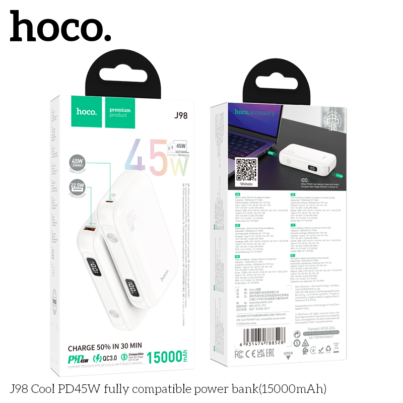 Pin Dự Phòng Sạc Nhanh 45W Hoco 15.000mah ( J98 )