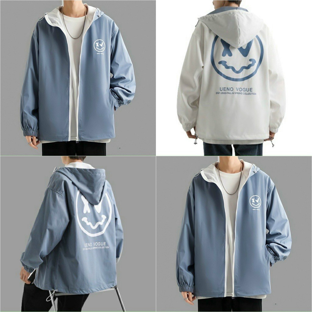 Áo khoác dù Gió Chữ UENO VOGUE Nón Mũ 2 LớpUnisex TREND - Kiểu Bomber Có khóa kéo zip , Nam Nữ Cặp Đôi Couple