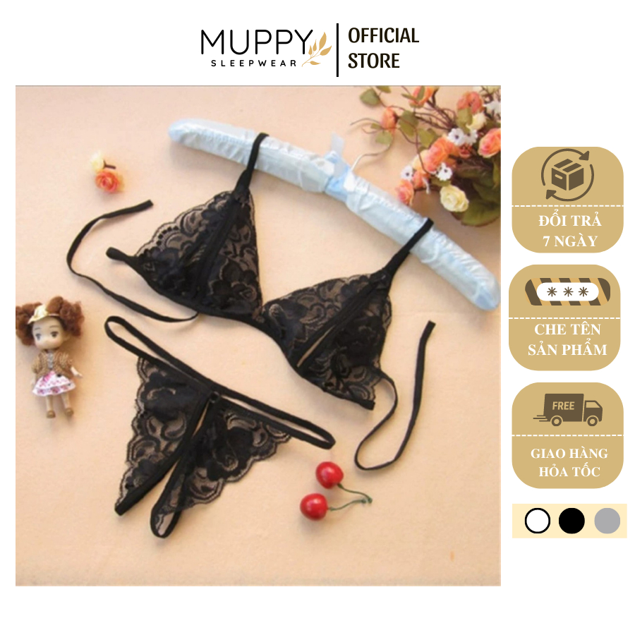 [Mã INBAU15 giảm 10% đơn 0đ] S15 Set Bộ Đồ Lót Ren 2 Mảnh Cột Dây MUPPY Sexy Gợi Cảm Quần Xẻ Đáy | BigBuy360 - bigbuy360.vn