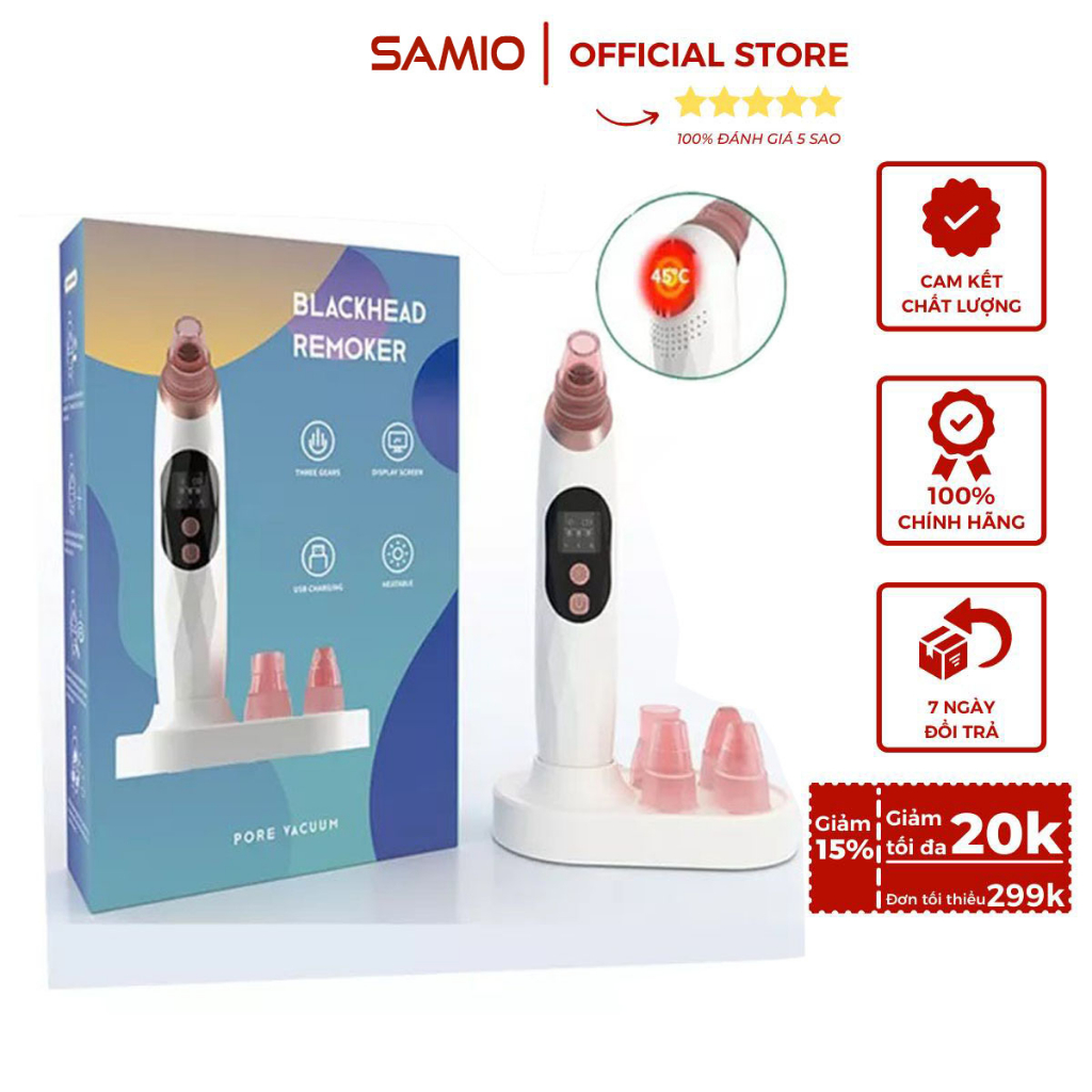 Máy Hút Mụn Cầm Tay - Máy Hút Mụn Đầu Đen Có Đầu Massage Nhiệt Làm Giãn Lỗ Chân Lông