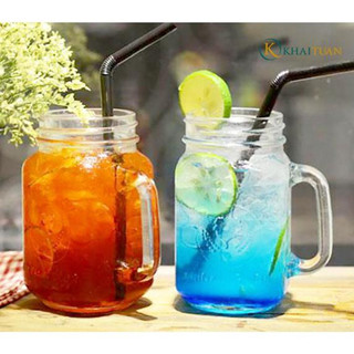 Combo 4 cốc thủy tinh có quai có nắp 480ml