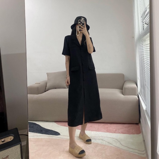 | Chang Tròn | Đầm Vest Suông Dài Basic Bigsize - Hình thật cuối