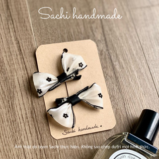 Set nơ kẹp tóc đứng voan hoa nhí cho bé by Sachi Handmade
