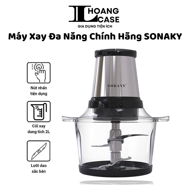 Máy xay đa năng cối thủy tinh chính hãng SOKANY , máy xay thịt - sinh tố - rau củ quả công suất 800W bảo hành 12 tháng