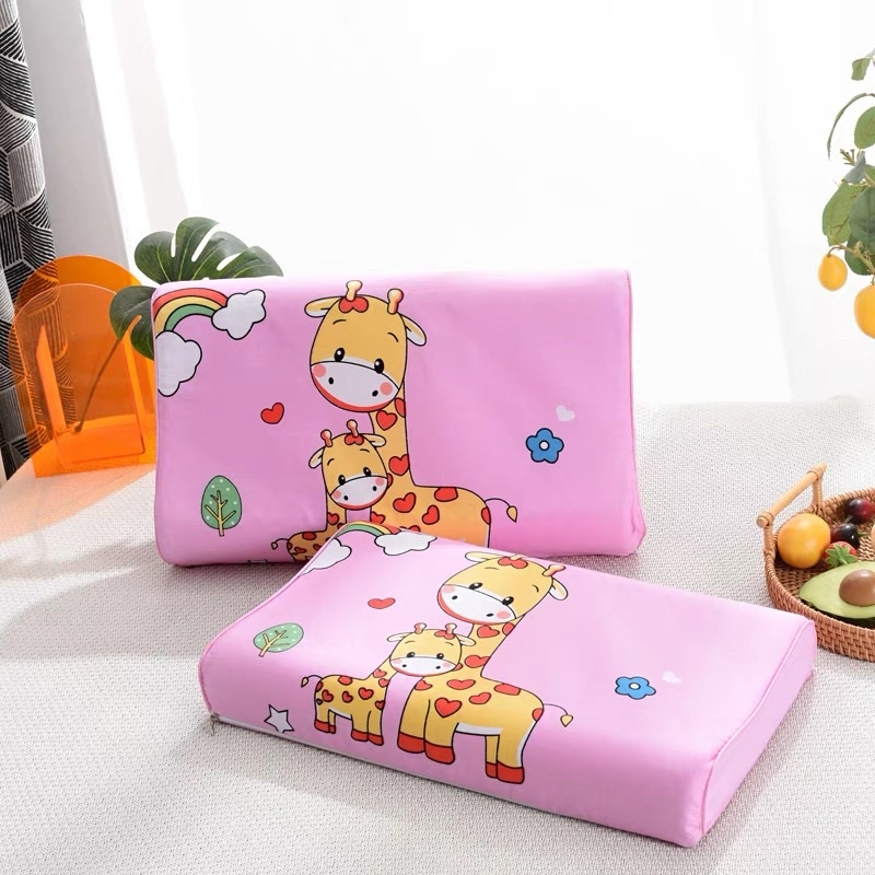 Gối Cao Su Non Cho Bé Kèm Vỏ Gối Hoạt Hình Đáng Yêu Nhiều Mẫu Chọn Lựa