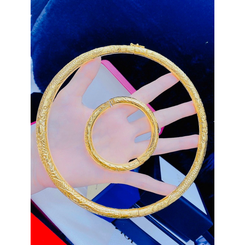 Kiềng cưới rồng phụng mạ vàng 24k