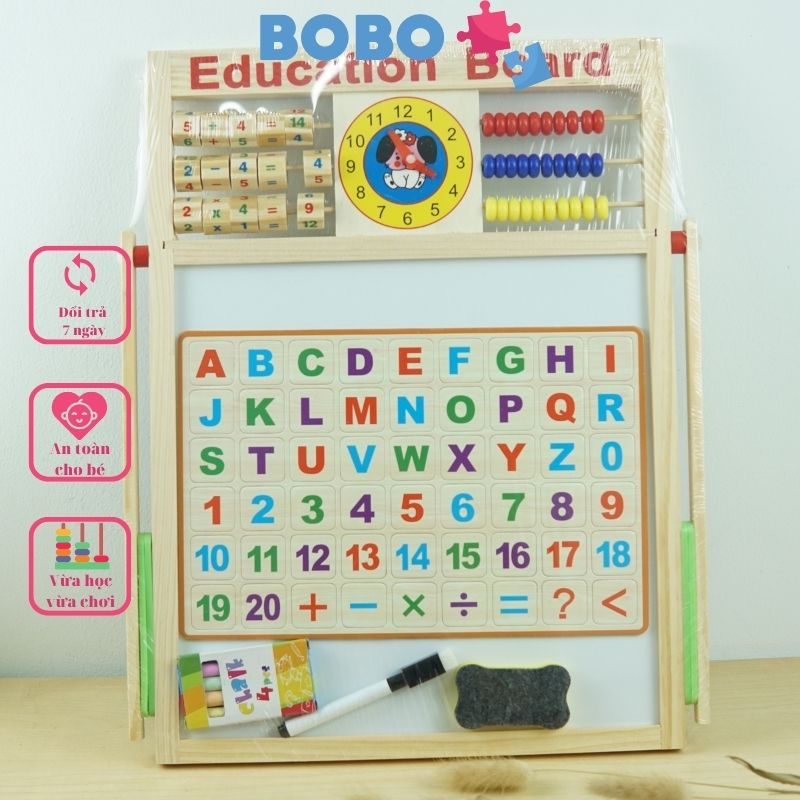 Bảng Từ Ghép Nam Châm Chữ Và Số - Bảng Edu Ghép Gỗ Hai Mặt Thông Minh - Đồ Chơi Cho Bé Học Tư Duy Thông Minh