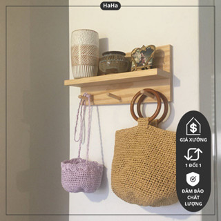 Kệ gỗ treo tường có móc/ Móc gỗ gắn tường Decor KGTT01