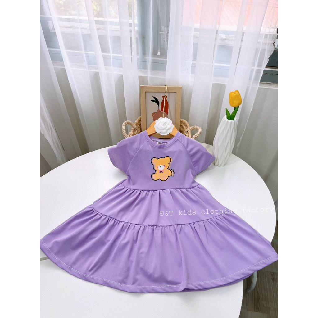 Váy cho bé gái , Sét váy 2 tầng bánh bèo  cotton màu in họa tiết thỏ,gấu đáng yêu cho bé gái 10-30kg