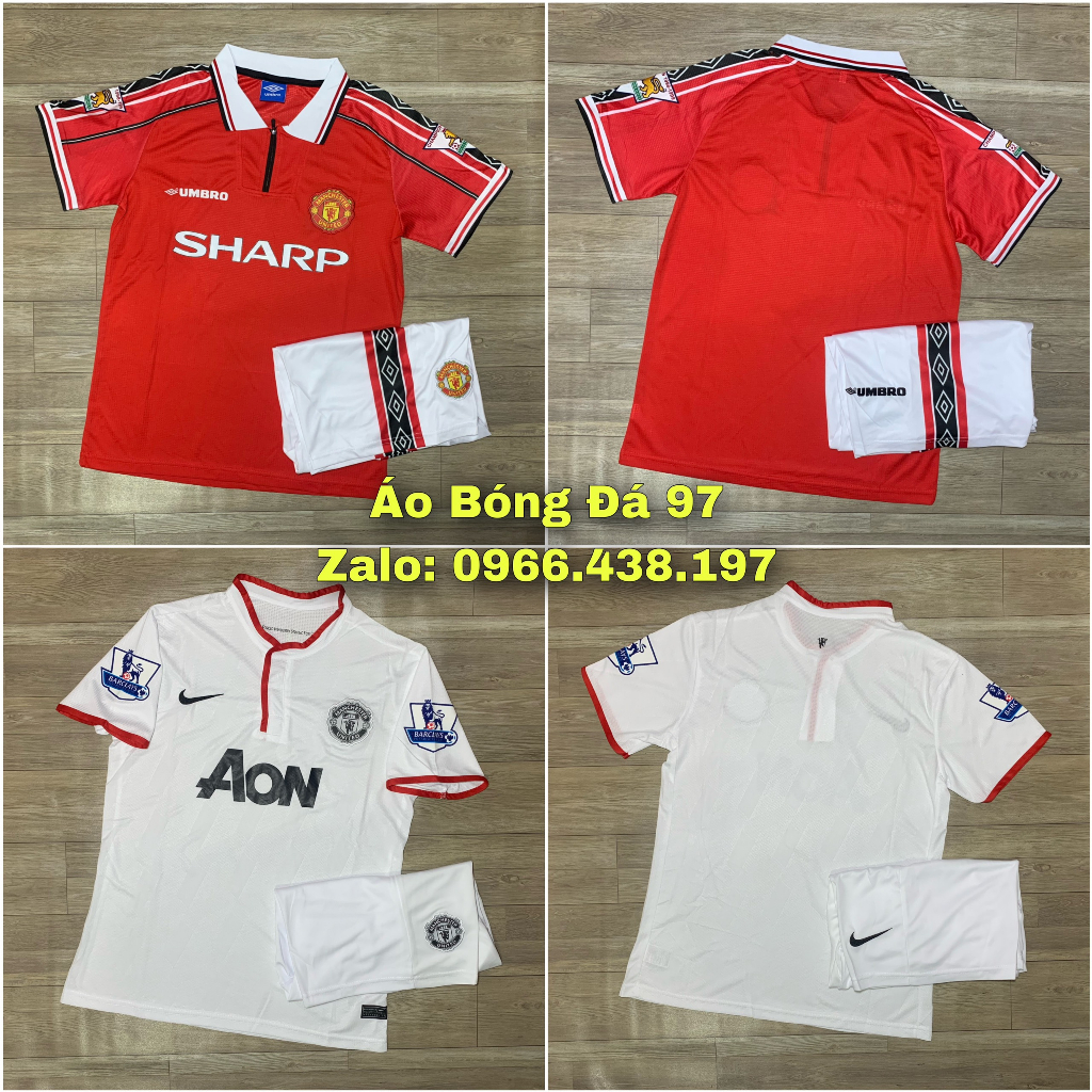 Bộ Quần Áo bóng đá CLB Manchester United 1998/1999 - Chuẩn Mẫu Thi Đấu - Vải Polyester
