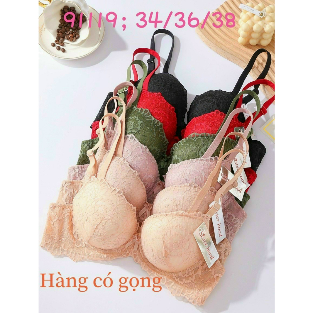 Áo lót ren thái siêu nâng độn dày 6cm dành cho ngực nhỏ-áo ngực siêu đẩy nâng ngực tạo khe có gọng, mặc áo dài