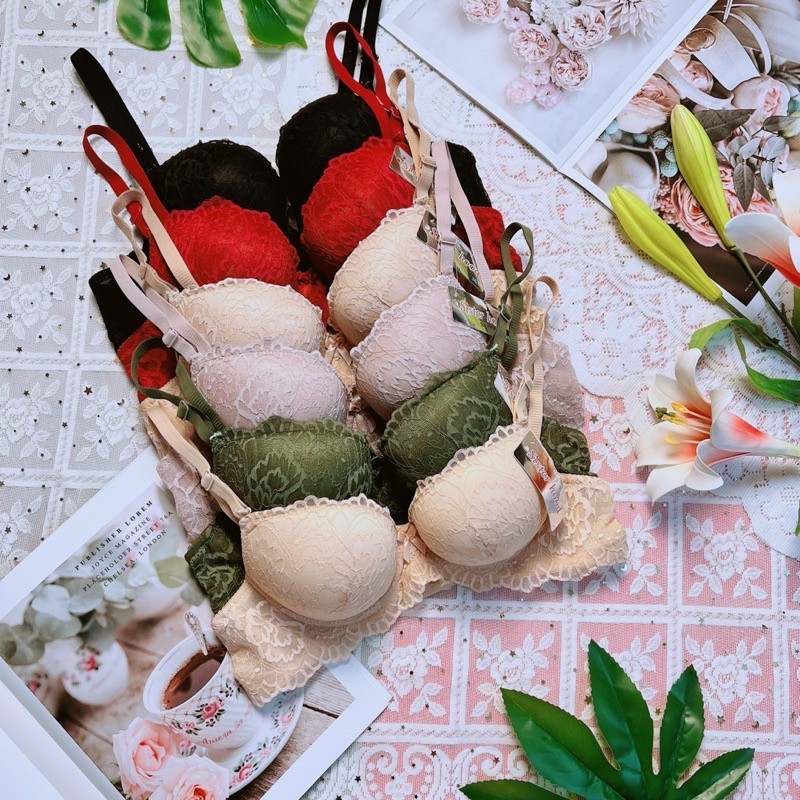 Áo lót ren thái siêu nâng độn dày 6cm dành cho ngực nhỏ-áo ngực siêu đẩy nâng ngực tạo khe có gọng, mặc áo dài