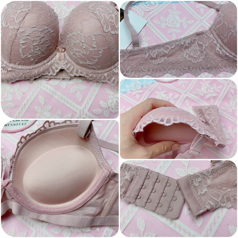 Áo lót ren thái siêu nâng độn dày 6cm dành cho ngực nhỏ-áo ngực siêu đẩy nâng ngực tạo khe có gọng, mặc áo dài