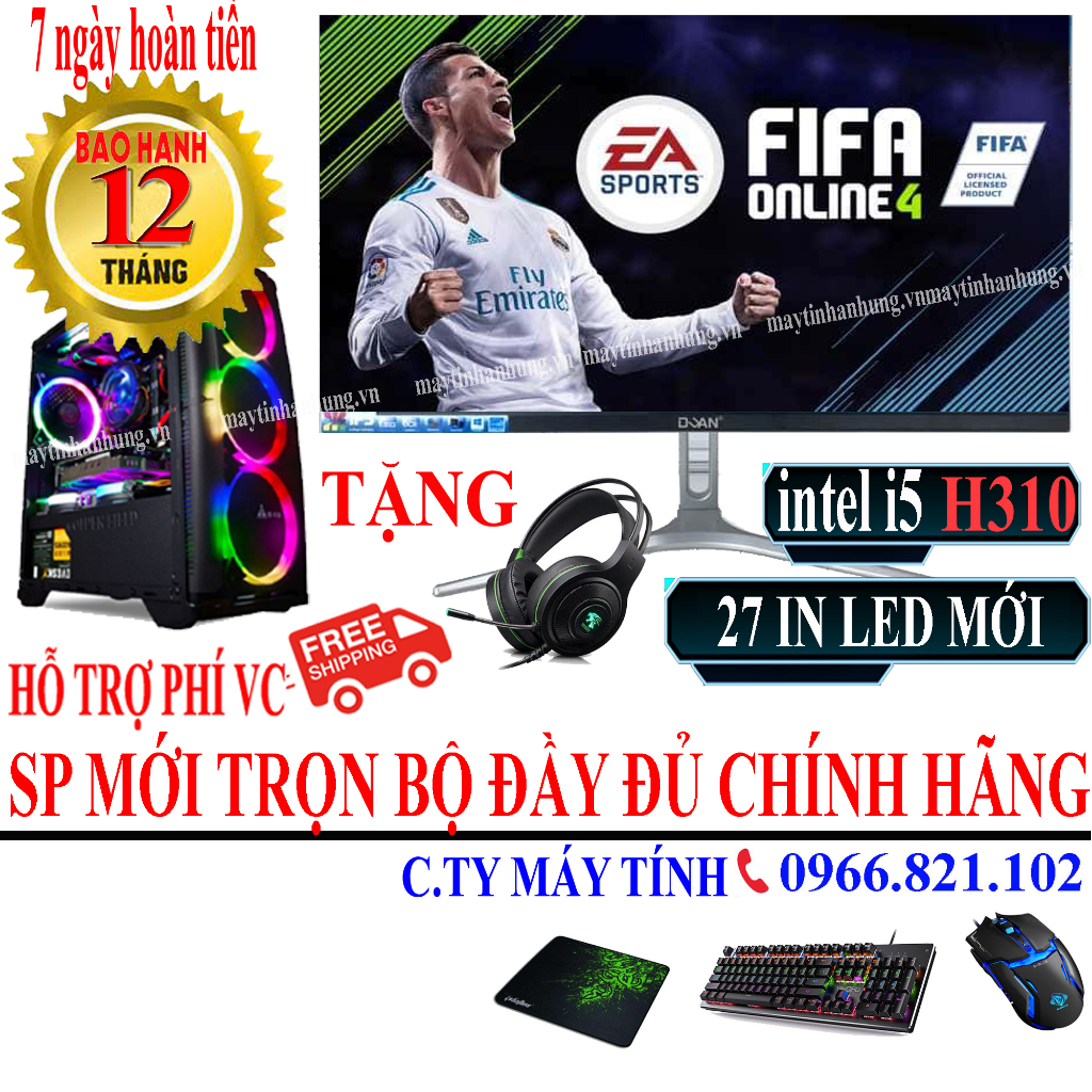 Bộ máy tính Max G i5 9400f màn 27 inch tràn viền ips hiệu năng cao chuyên game cf, lol, fifa, pubg, gata 5...