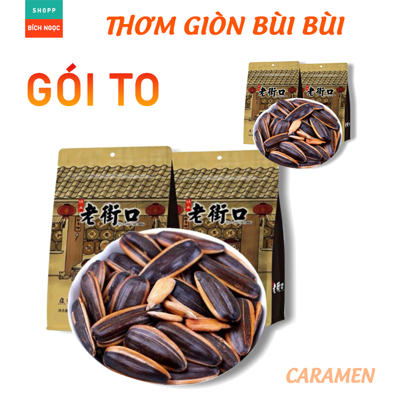 Hạt hướng dương tẩm vị Caramen, hạt to đều rất thơm giòn bùi bùi, gói 500g
