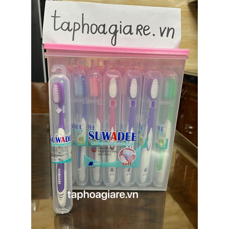 Sỉ hộp 38 chiếc Bàn chải đánh răng hàng hộp vuông SUWADEE loại đẹp siêu mềm, cán chắc chắn (có hộp đựng)