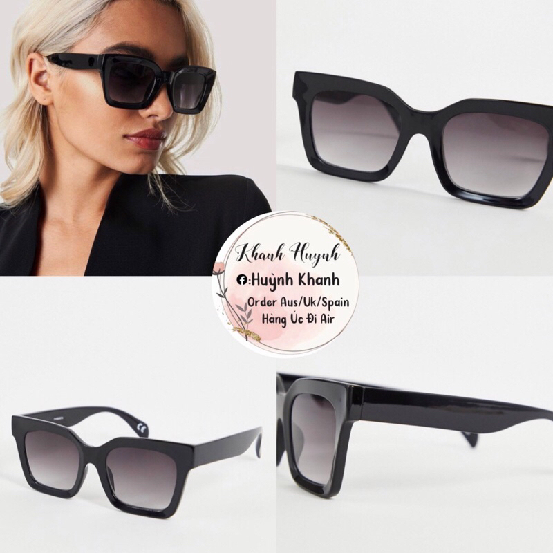 Kính thời trang Asos square sunglasses Uk Auth Chính Hãng (kèm hình thật)