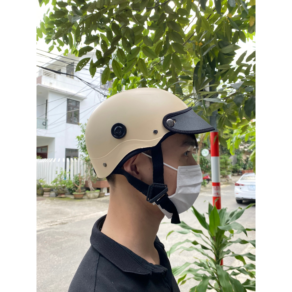 Mũ Bảo Hiểm Trơn 1/2 đầu - Màu Sơn Nhám - Có Lỗ Thông Gió