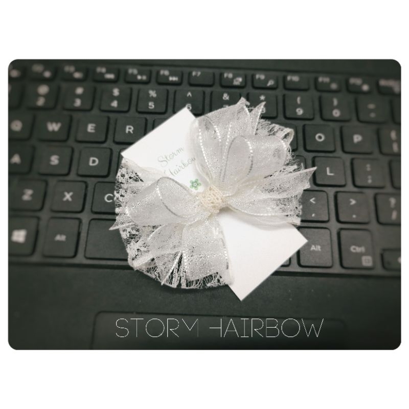 Kẹp nơ handmade màu kem kiểu Hàn - Storm Hairbow