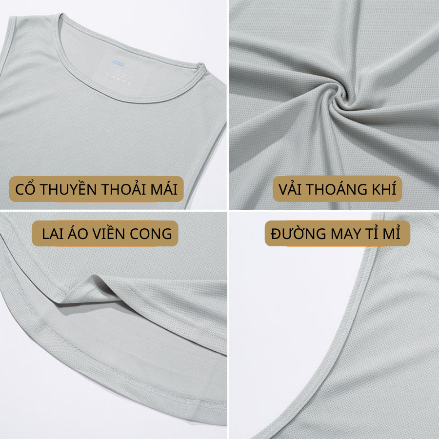 Áo Ba Lỗ Thoáng Khí, Áo Sát Nách Thể Thao Nam Thoáng Mát Tối Đa Thấm Hút Mồ Hôi