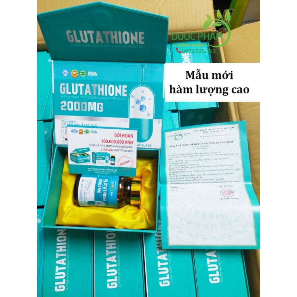 Viên Uống Trắng da COLLAGEN - GLUTATHIONE 2000 - Trắng Da,Mờ Nám,Giảm Nhăn