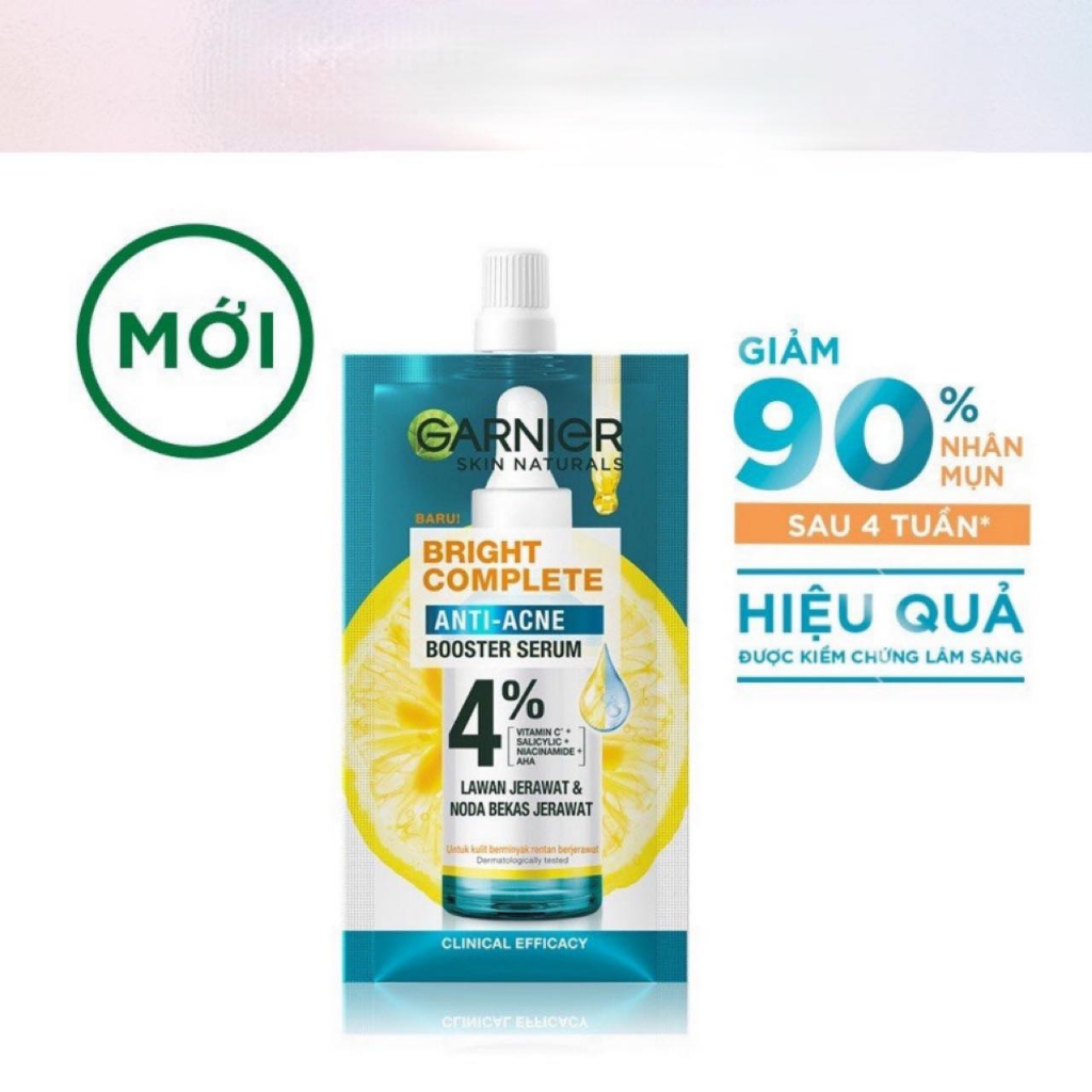 Tinh chất dưỡng da Garnier sáng da mờ thâm x30 vitamin C dạng gói 7.5ml