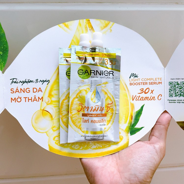 Tinh chất dưỡng da Garnier sáng da mờ thâm x30 vitamin C dạng gói 7.5ml