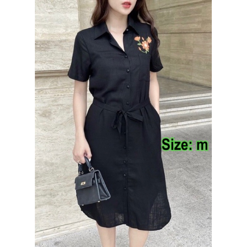 Đầm Sơ Mi Linen Thêu Xịn