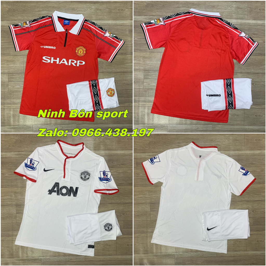 Bộ Quần Áo bóng đá CLB Manchester United 1998/1999 - Chuẩn Mẫu Thi Đấu - Vải Polyester