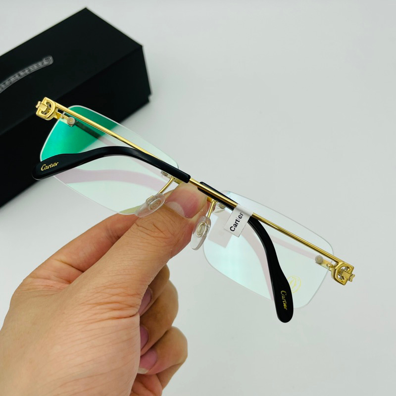 Gọng kính khoan 3 mảnh Titanium tinh khiết mạ vàng cao cấp