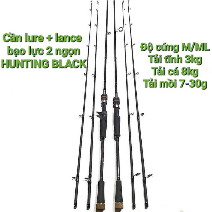 Cần câu lure+lance bạo lực 2 ngọn HUNTING BLACK