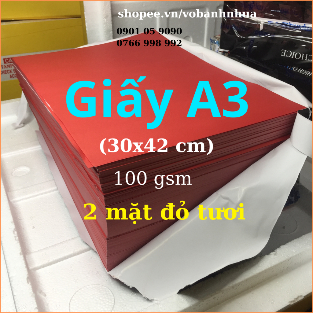 1Kg giấy A3 đỏ tươi 2 mặt,giấy nhập Indo mịn màng,chất lượng cao,trang trí,gói hàng,giá tận Xưởng