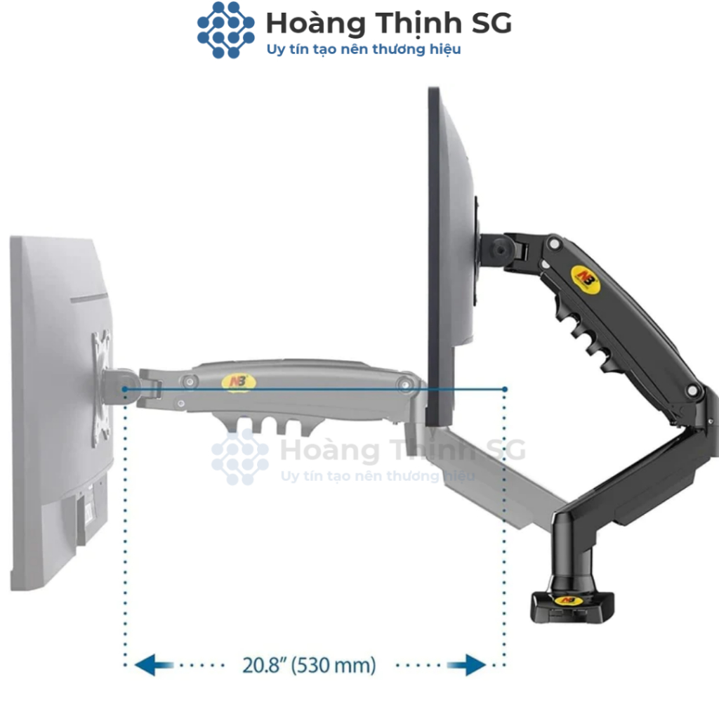 Arm màn hình máy tính NB F80, giá treo màn hình máy tính NB F80 17-30 inch, xoay 360 độ tải trọng 9kg - Chính Hãng