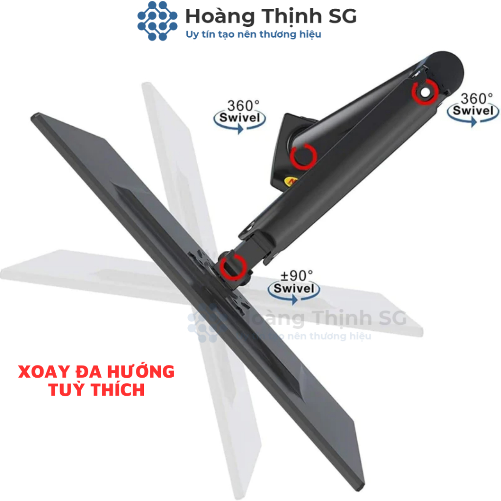 Arm màn hình máy tính NB F80, giá treo màn hình máy tính NB F80 17-30 inch, xoay 360 độ tải trọng 9kg - Chính Hãng
