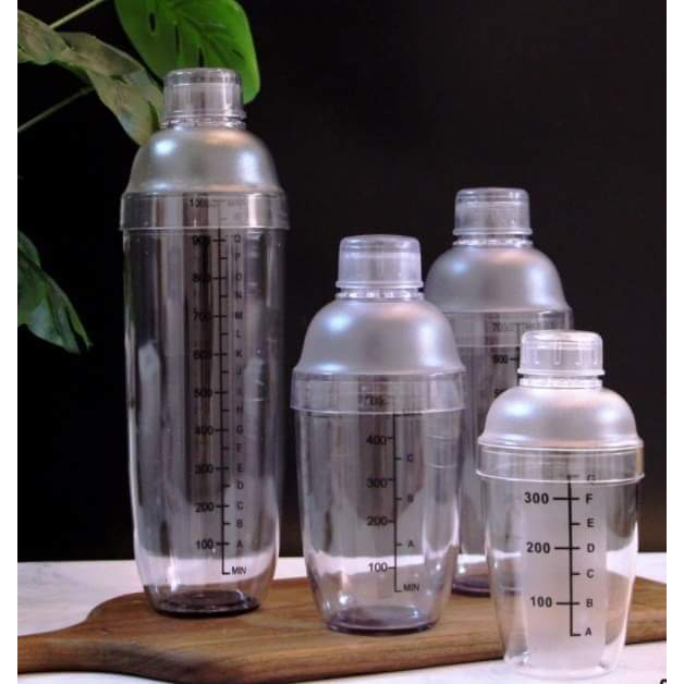 Bình lắc Shaker pha chế nhựa chia vạch đen hàng cao cấp