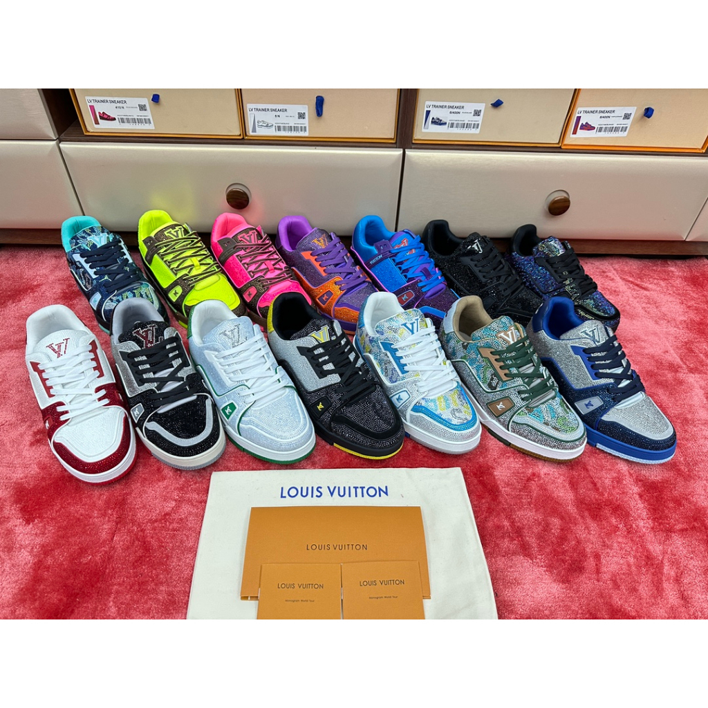 Giày thể thao đính đá thời trang cao cấp Louis Vuitton LV thiết kế thời thượng, cá tính