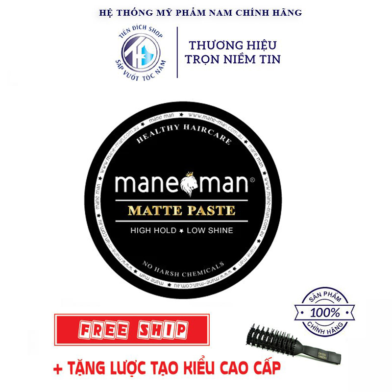 Sáp vuốt tóc Mane Man Matte Paste 100g Nhập khẩu Úc + Tặng lược tạo kiểu cao cấp