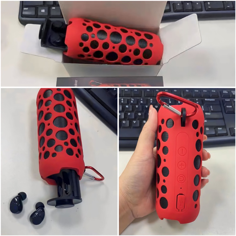 Loa âm thanh vòm 360 kết hợp tai nghe bluetooth 2in1 không dây phát nhạc liên tục 6 giờ, âm thanh vòm có chiếu đèn m