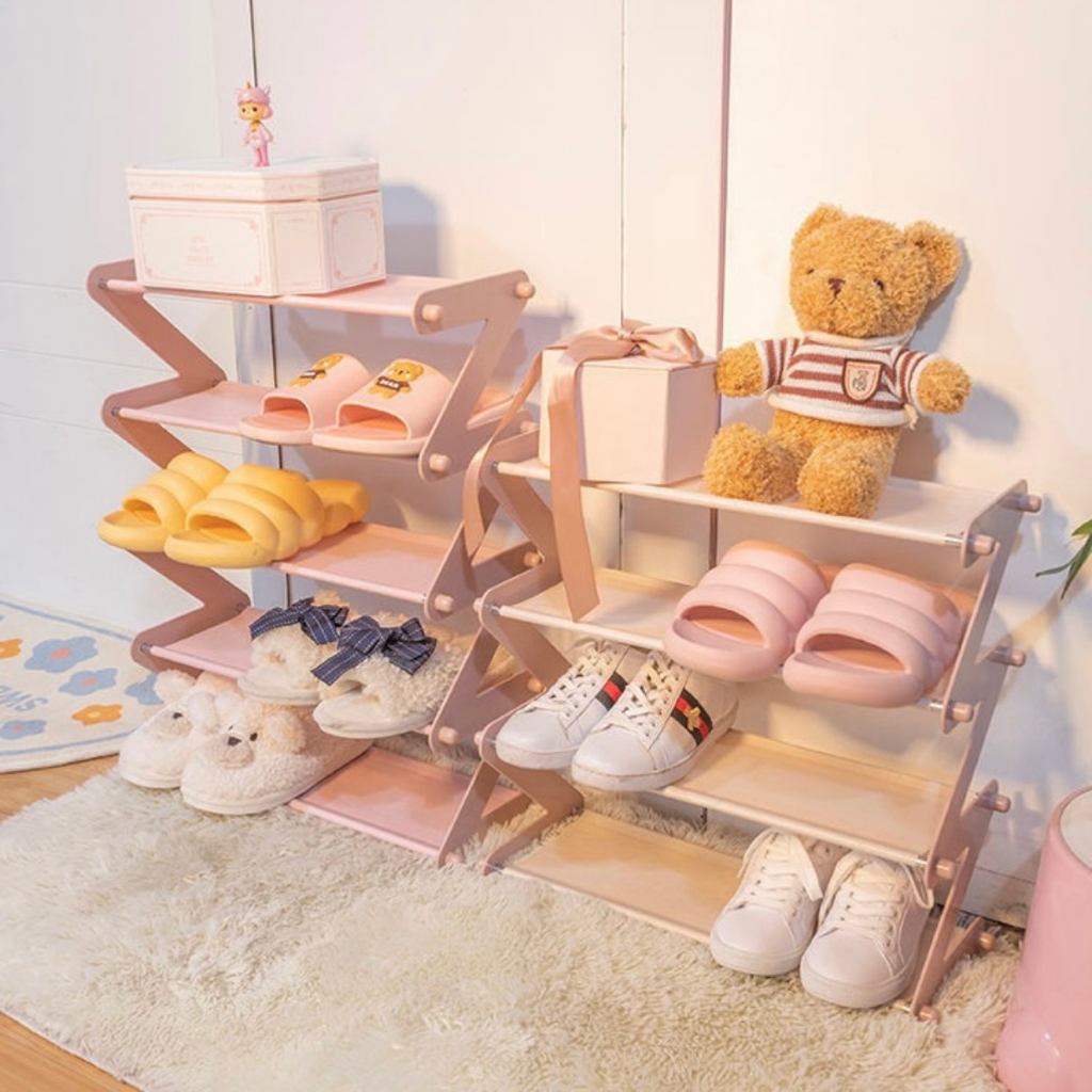 (HÀNG LOẠI 1 THANH NHÔM) Kệ Để Giày Dép Thông Minh 4 Tầng Chữ Z, Đựng Đồ Đa Năng, Decor Phòng, Kệ sách