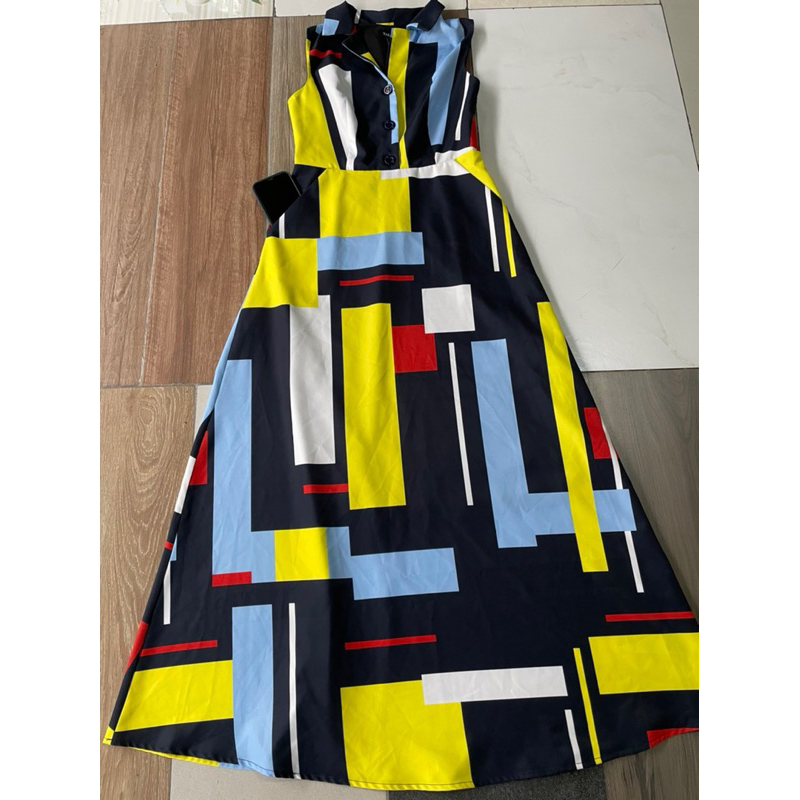 Đầm Talbots colorblock dáng dài cổ sơ mi