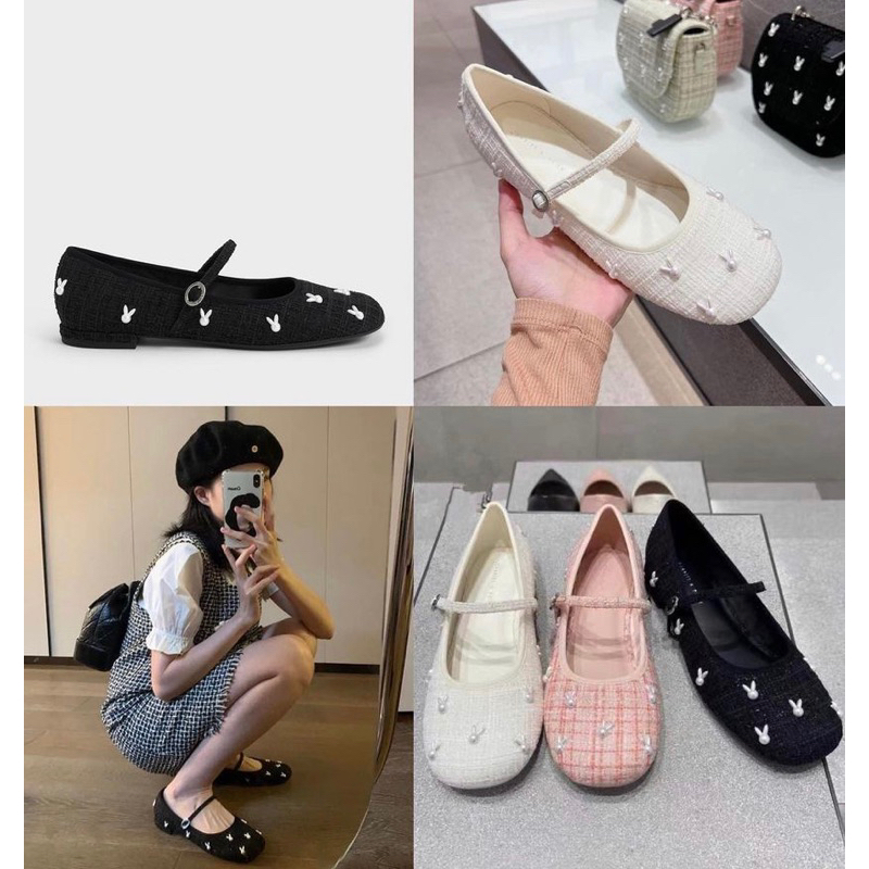 Giày búp CNK thỏ cườm chuẩn bản xuất dư form lùi 1 size