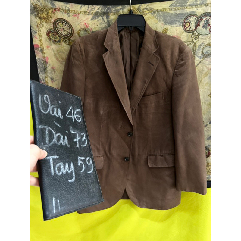 ❣️Áo Vest blazer Nam Nâu Da Lộn ~ 1m70 2 lớp 2hands (Hàng Si Nhật Bản)❤️