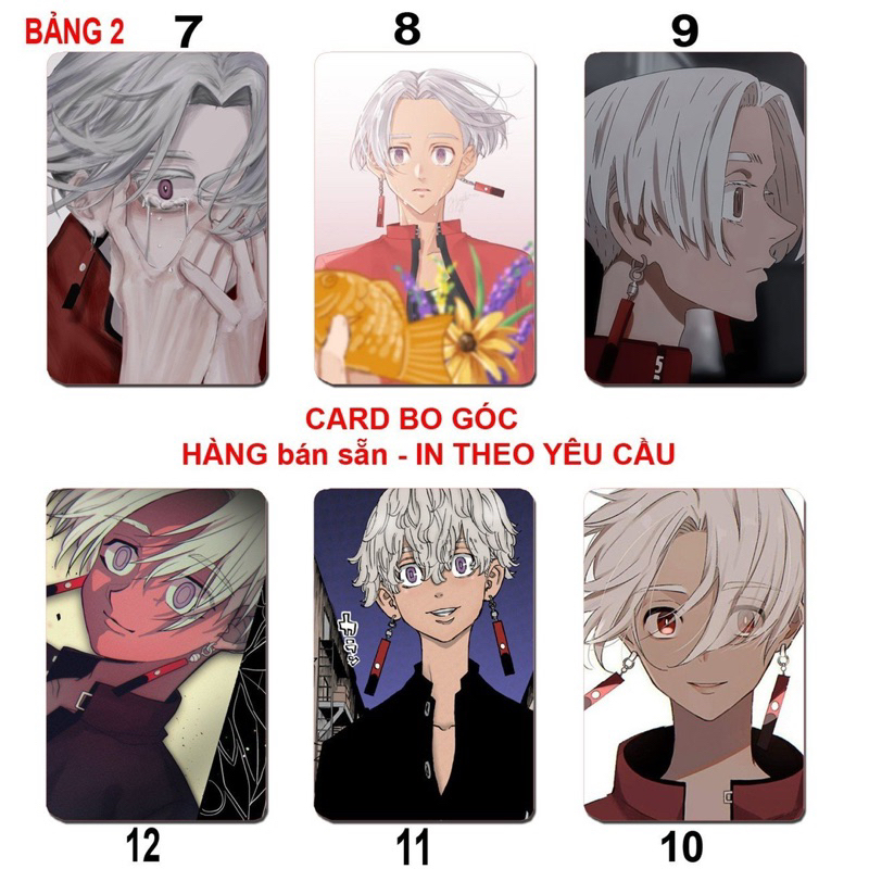 Card bo góc Kurokawa izana 6 ảnh khác nhau/ Thẻ card hình Kurokawa Izana Tokyo Revengers