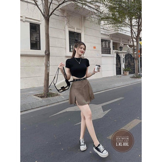 Mèo Mỡ Bigsize — Set bộ áo thun croptop kèm chân váy xẻ tà kèm nịt bigsize 55-95kg