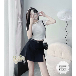 Mèo Mỡ Bigsize — Set bộ áo thun croptop kèm chân váy xẻ tà kèm nịt bigsize 55-95kg