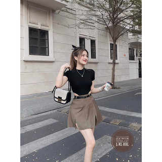 Mèo Mỡ Bigsize — Set bộ áo thun croptop kèm chân váy xẻ tà kèm nịt bigsize 55-95kg