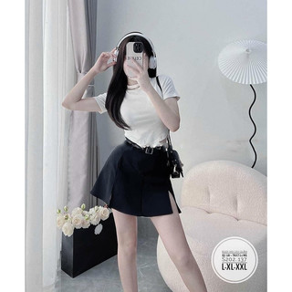 Mèo Mỡ Bigsize — Set bộ áo thun croptop kèm chân váy xẻ tà kèm nịt bigsize 55-95kg