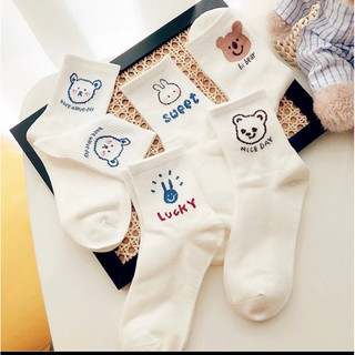 Tất vớ trắng hình cute cổ cao Hàn Quốc 🐱